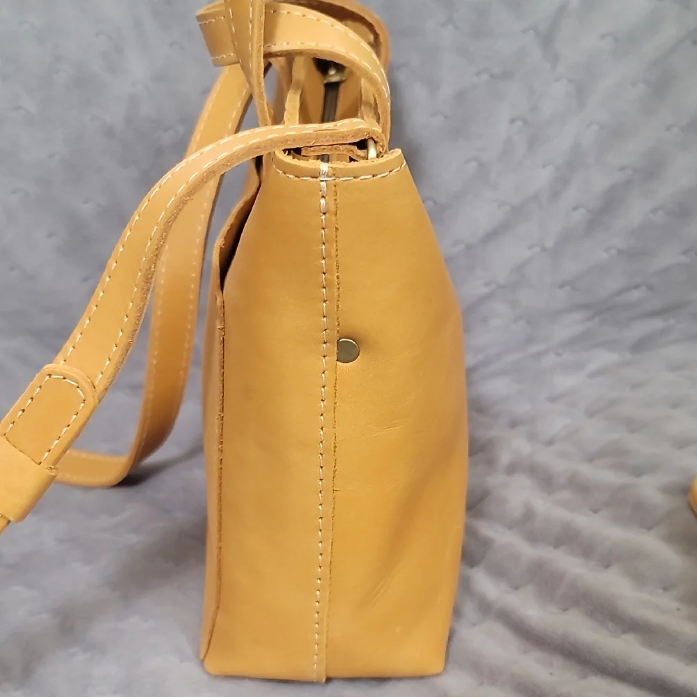 Portland Leather Goods Mini Cb Zip Tote In Sunflower - Picture 4 of 8